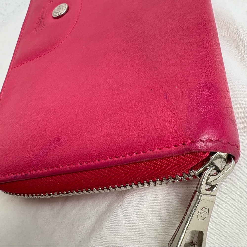 LONGCHAMP Pink Leather Bifold Wallet * flaws* - Picture 6 of 16